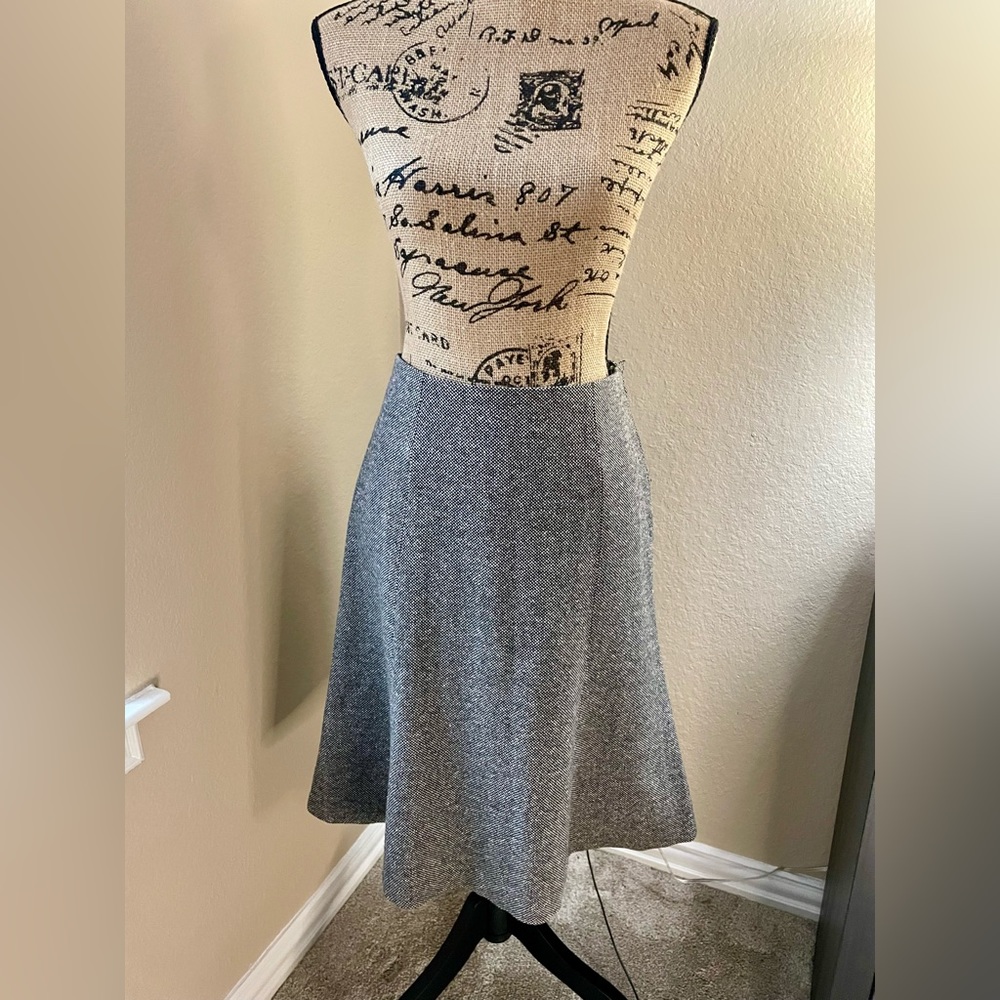 GAP : Black-White Tweed Wool Blend Flare Skirt by Gap - Knee Length
